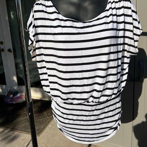 White House Black Market - Black & White Striped Top Size Large